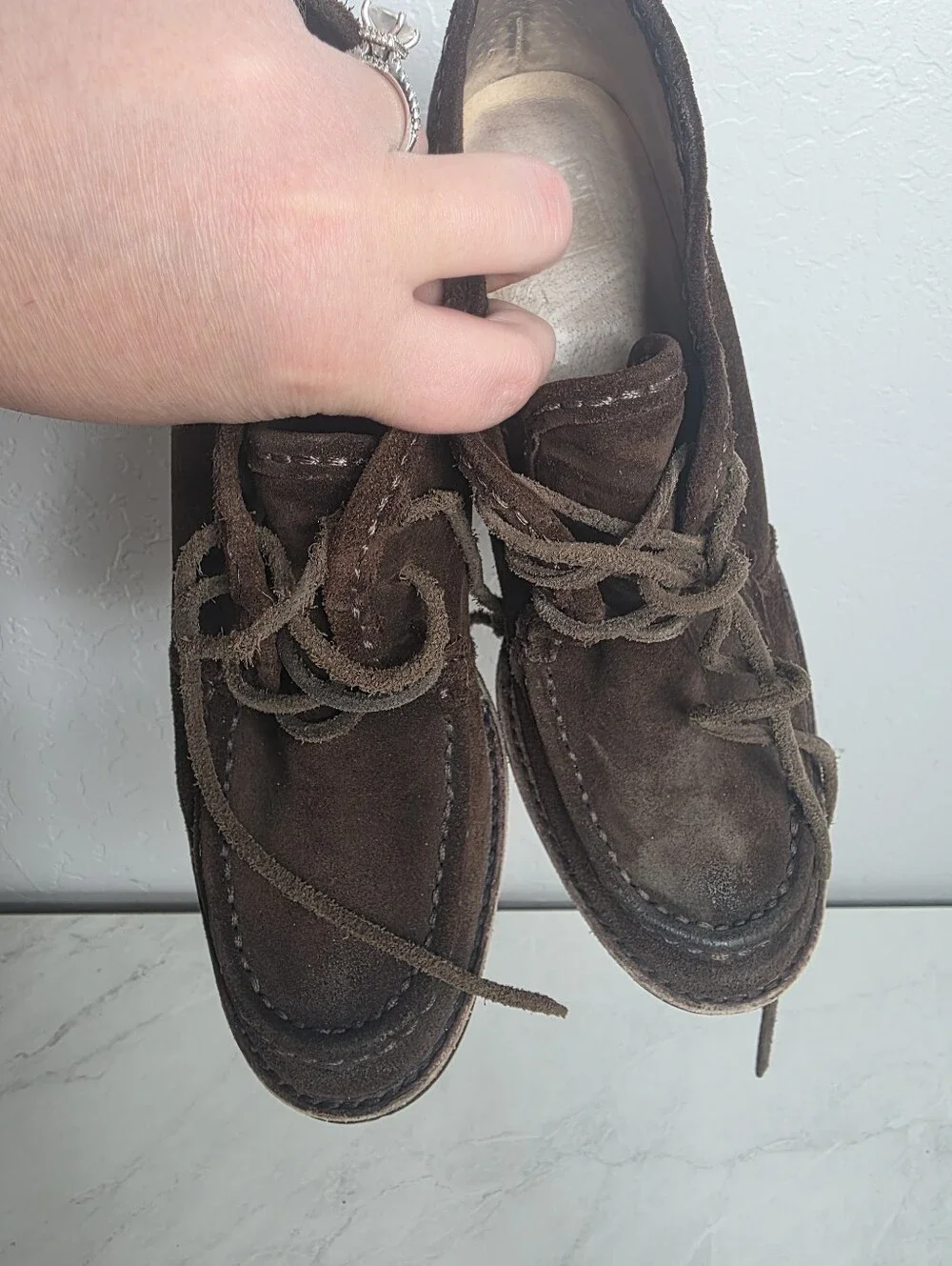 Frye Chucka Caroline Women's Brown Suede Wedge Lace-Up Shoes Size 7M‎